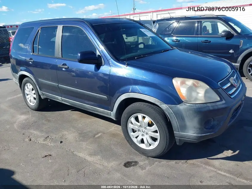 HONDA CR-V 2006, VIN JHLRD78876C005916