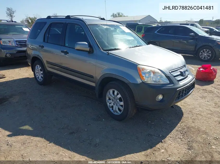 HONDA CR-V 2006, VIN JHLRD78826C041481