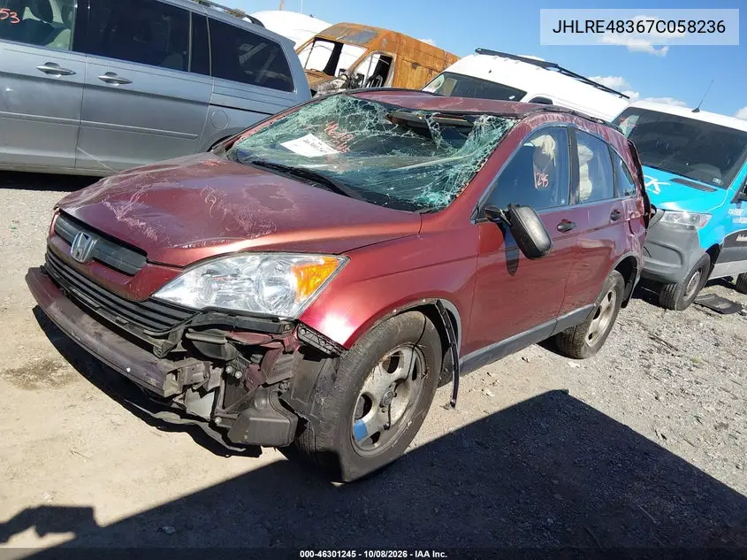 2007 HONDA CR-V VIN JHLRE48367C058236 — фото 2