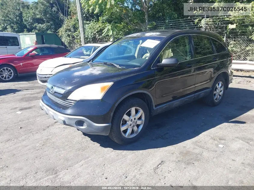 2007 HONDA CR-V VIN JHLRE38587C026545 — фото 2
