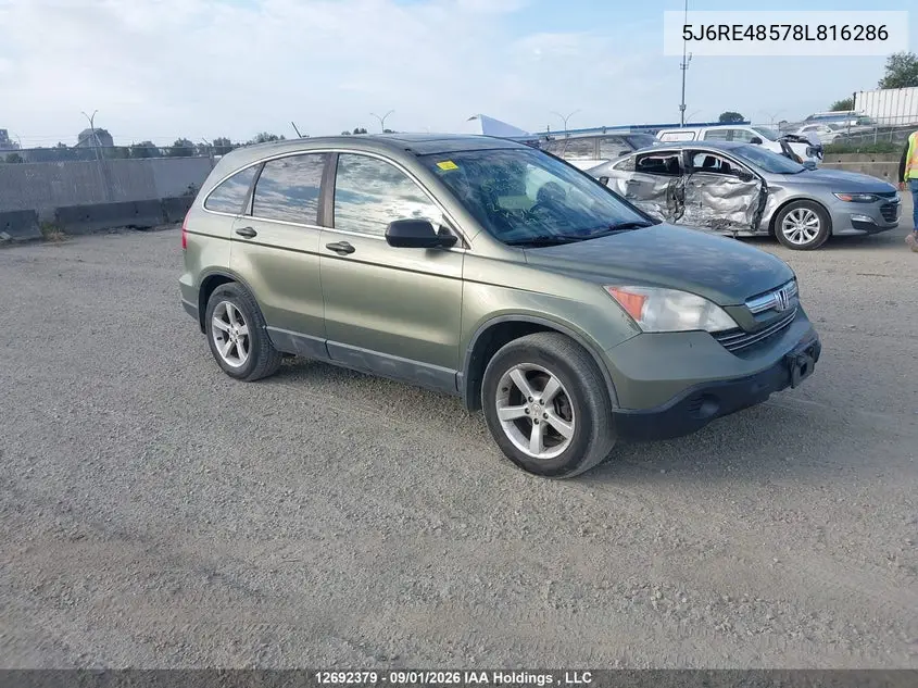 HONDA CR-V 2008, VIN 5J6RE48578L816286