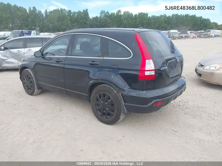 2008 HONDA CR-V VIN 5J6RE48368L800482 — фото 6