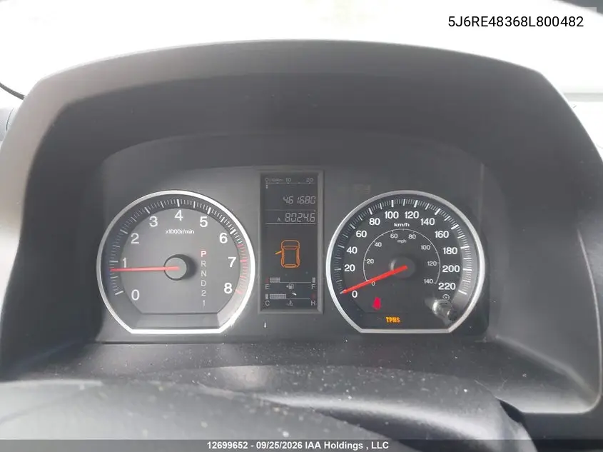 2008 HONDA CR-V VIN 5J6RE48368L800482 — фото 3