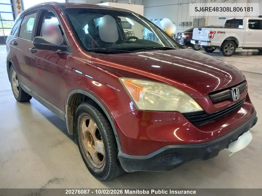 HONDA CR-V 2008, VIN 5J6RE48308L806181