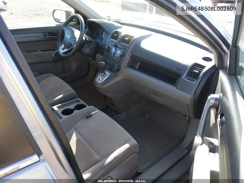 2008 HONDA CR-V VIN 5J6RE48508L002609 — фото 5