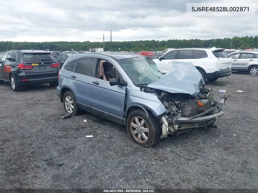 HONDA CR-V 2008, VIN 5J6RE48528L002871