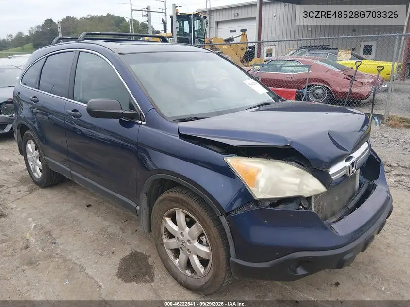 HONDA CR-V 2008, VIN 3CZRE48528G703326