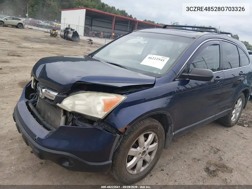 2008 HONDA CR-V VIN 3CZRE48528G703326 — фото 2