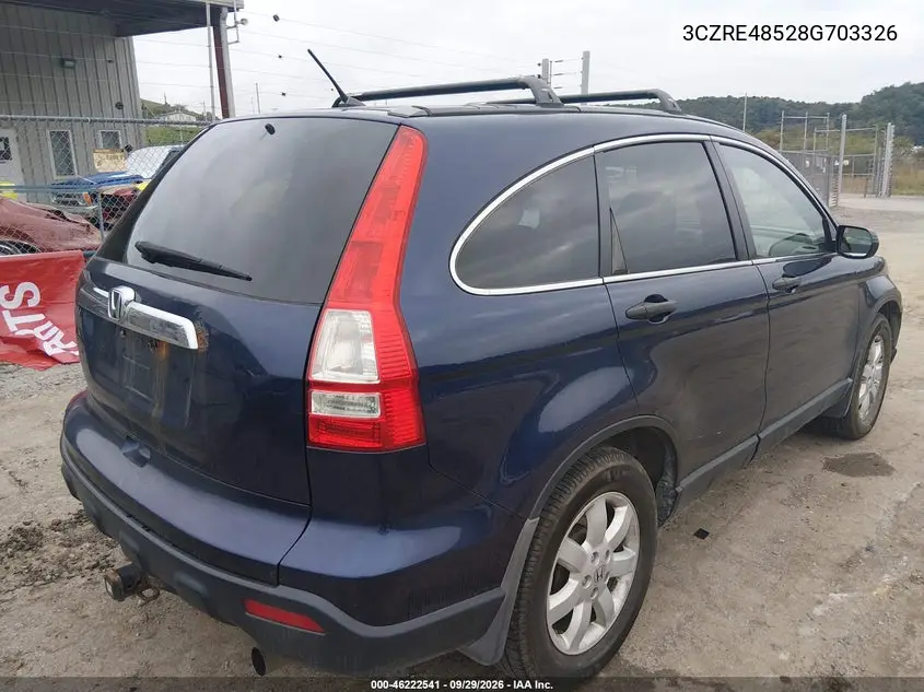 2008 HONDA CR-V VIN 3CZRE48528G703326 — фото 4