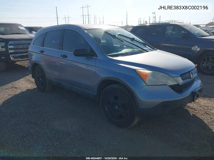 HONDA CR-V 2008, VIN JHLRE383X8C002196