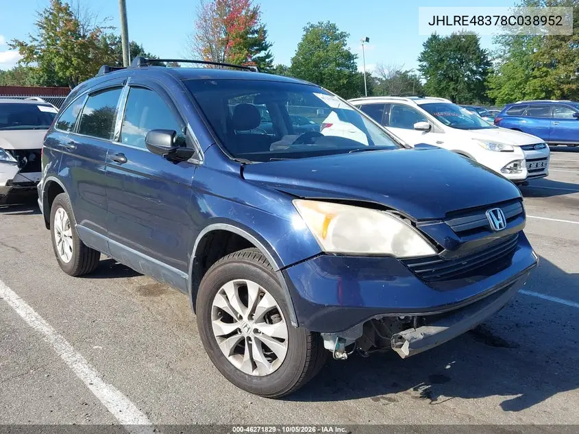 HONDA CR-V 2008, VIN JHLRE48378C038952
