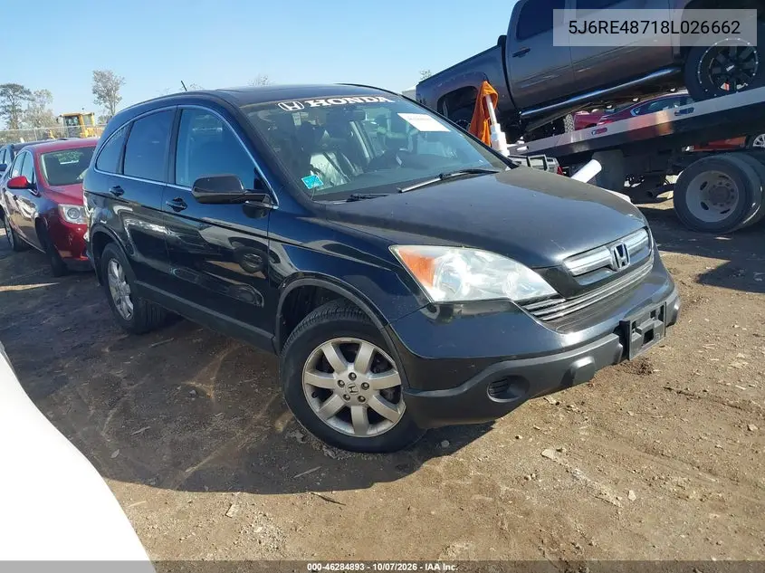 HONDA CR-V 2008, VIN 5J6RE48718L026662