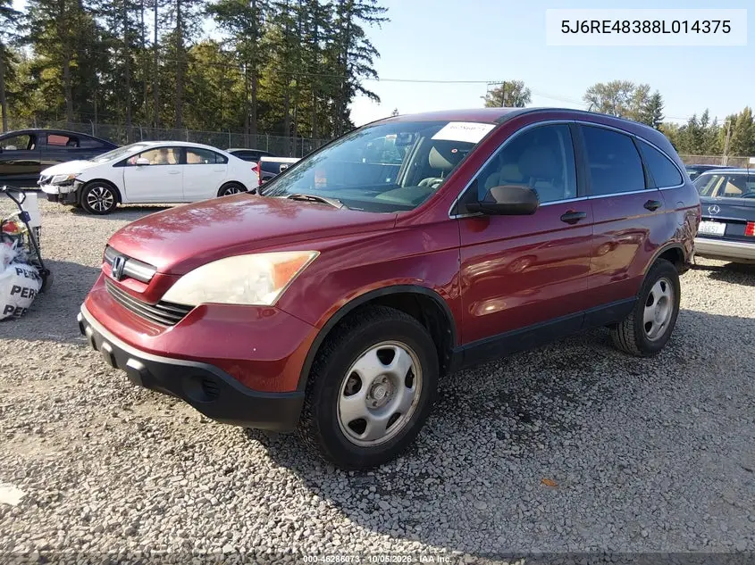 2008 HONDA CR-V VIN 5J6RE48388L014375 — фото 2