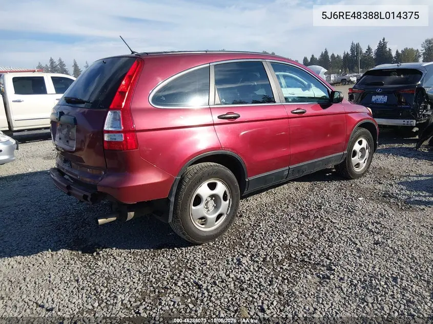 2008 HONDA CR-V VIN 5J6RE48388L014375 — фото 4