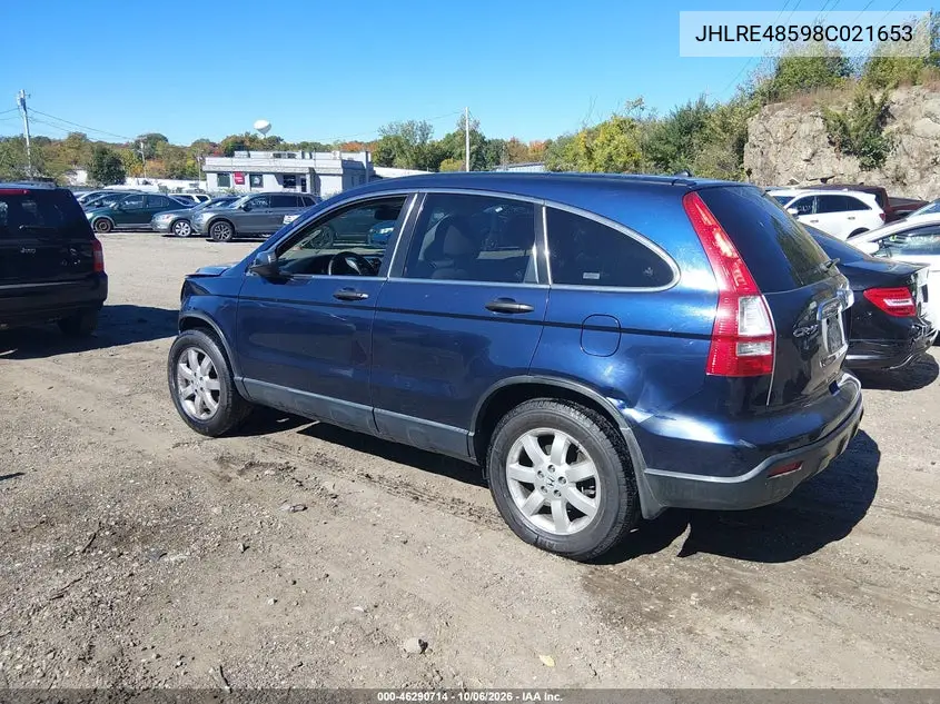 2008 HONDA CR-V VIN JHLRE48598C021653 — фото 3