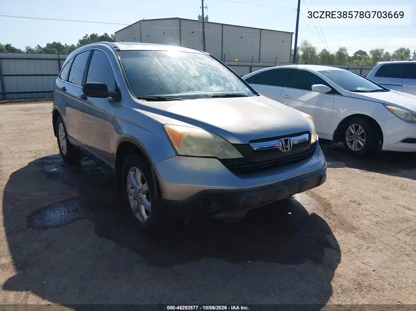 HONDA CR-V 2008, VIN 3CZRE38578G703669