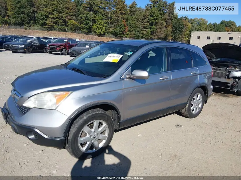 2008 HONDA CR-V VIN JHLRE48788C077455 — фото 2