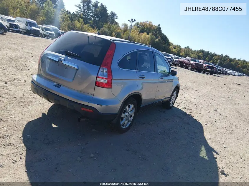 2008 HONDA CR-V VIN JHLRE48788C077455 — фото 4