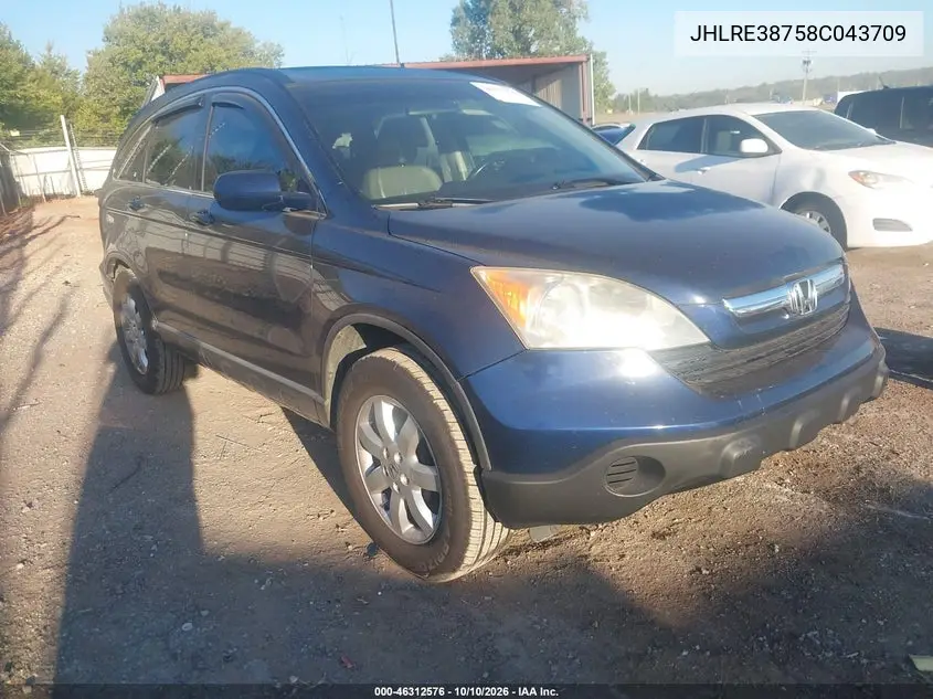 HONDA CR-V 2008, VIN JHLRE38758C043709