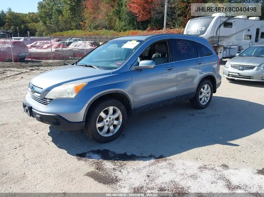 2008 HONDA CR-V VIN JHLRE48768C040498 — фото 2