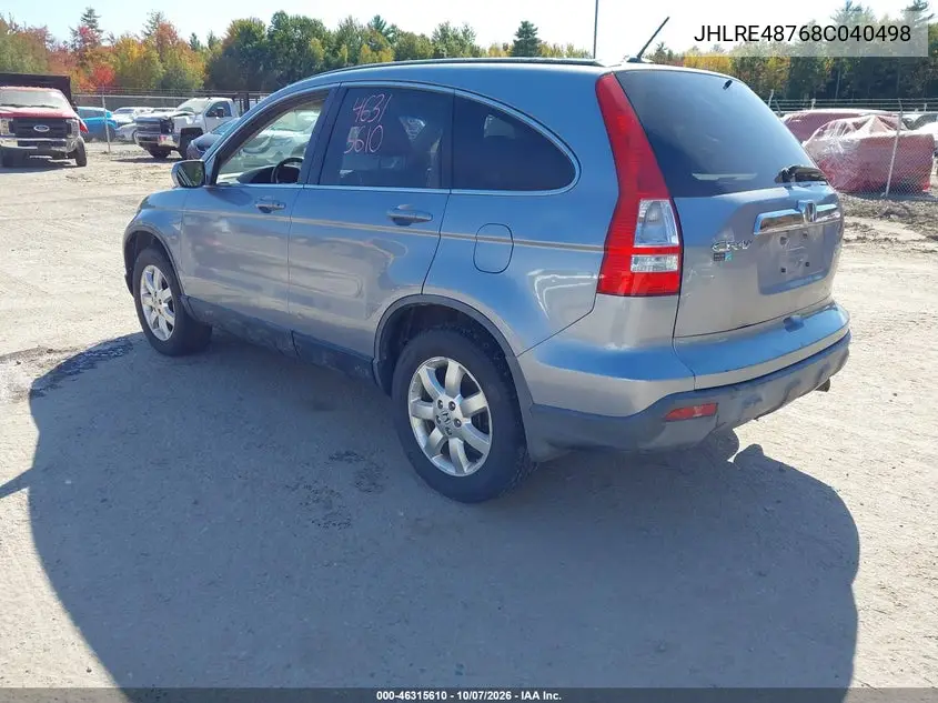 2008 HONDA CR-V VIN JHLRE48768C040498 — фото 3