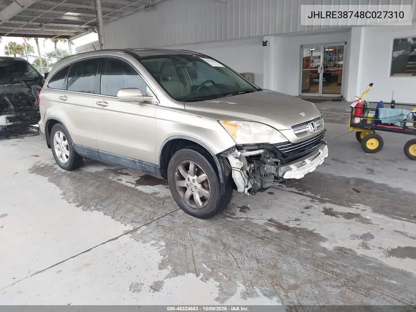HONDA CR-V 2008, VIN JHLRE38748C027310