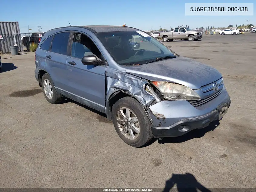 HONDA CR-V 2008, VIN 5J6RE38588L000438