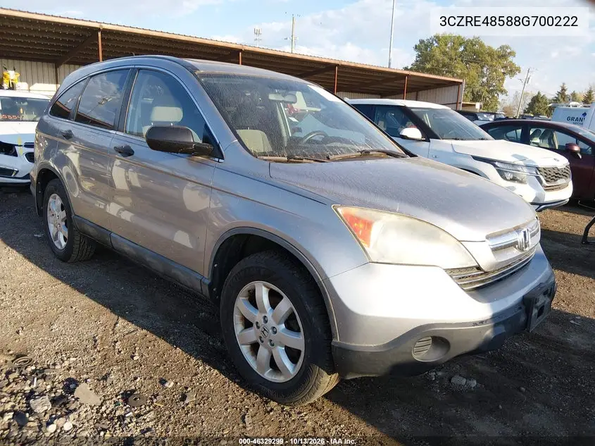 HONDA CR-V 2008, VIN 3CZRE48588G700222