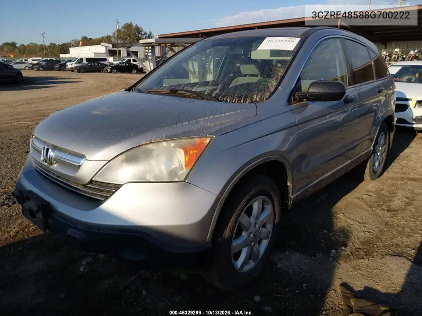 2008 HONDA CR-V VIN 3CZRE48588G700222 — фото 2