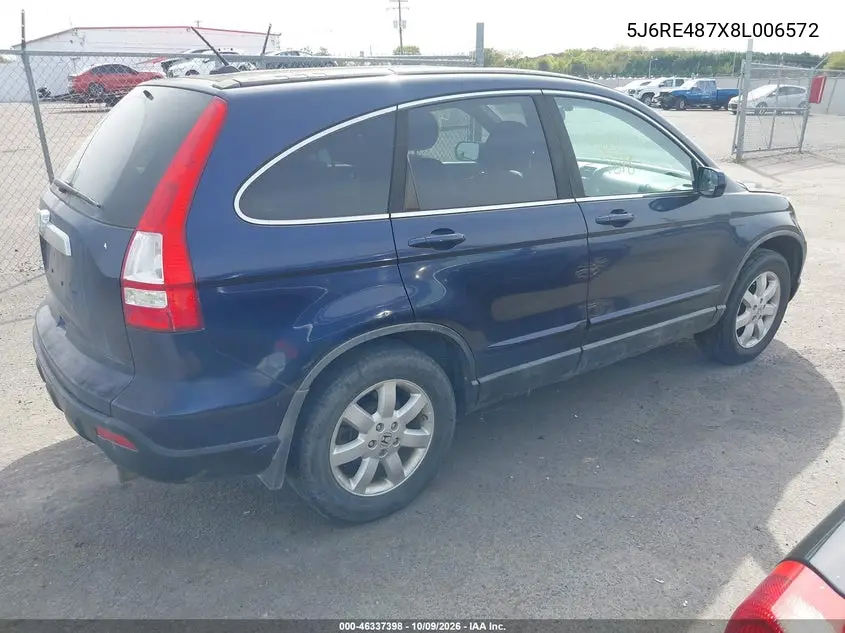 HONDA CR-V 2008, VIN 5J6RE487X8L006572
