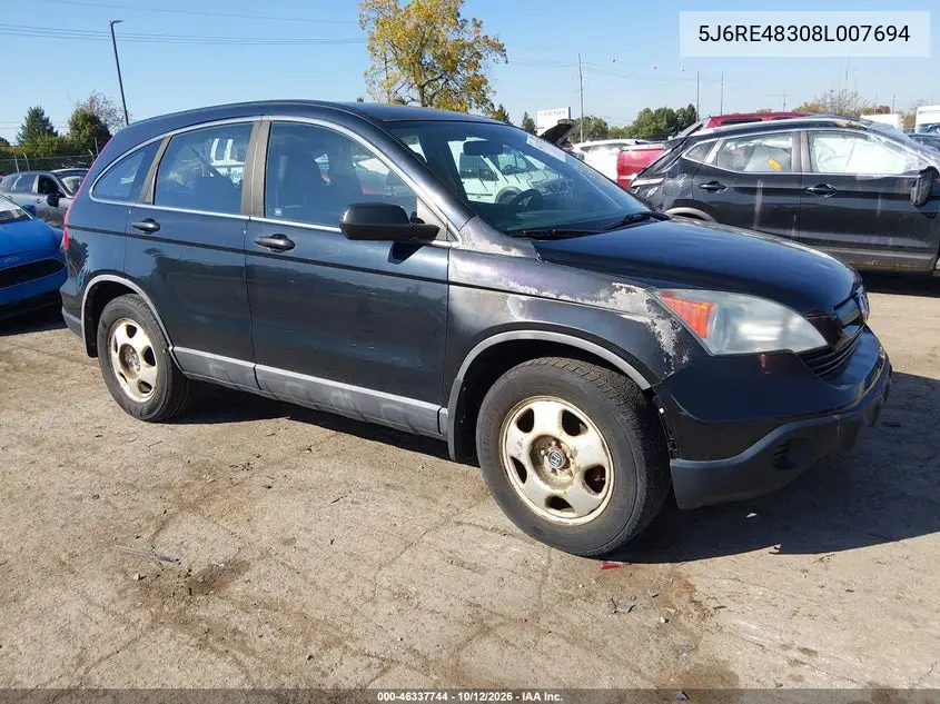 HONDA CR-V 2008, VIN 5J6RE48308L007694