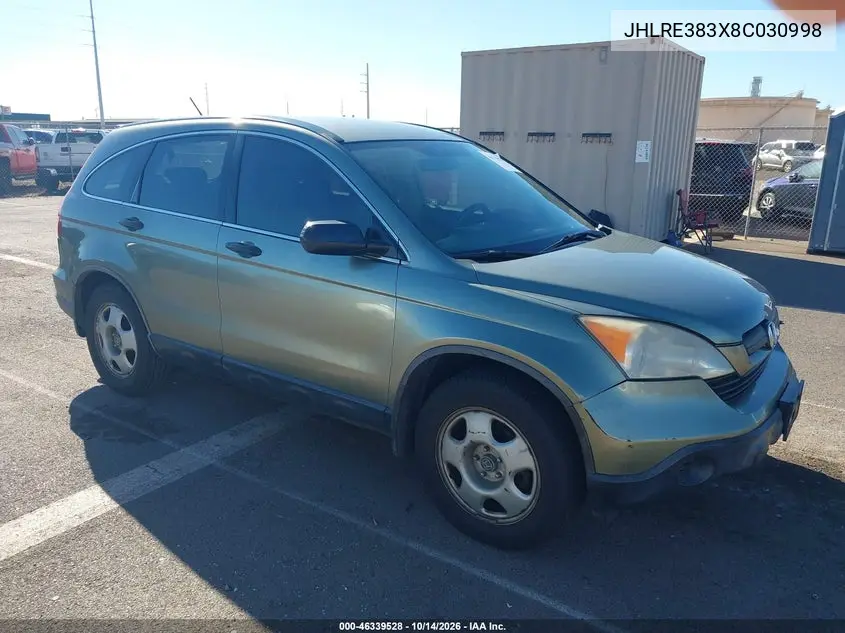 HONDA CR-V 2008, VIN JHLRE383X8C030998