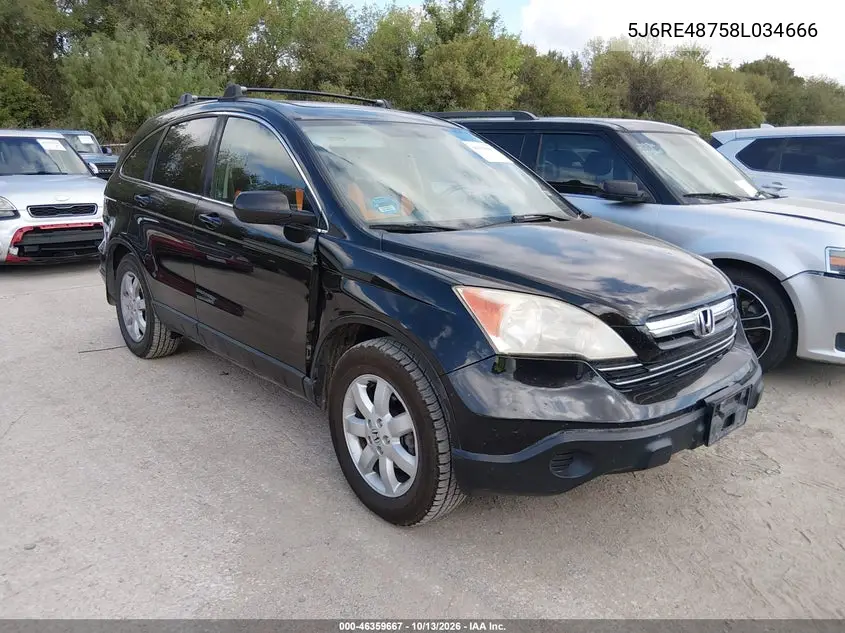 HONDA CR-V 2008, VIN 5J6RE48758L034666