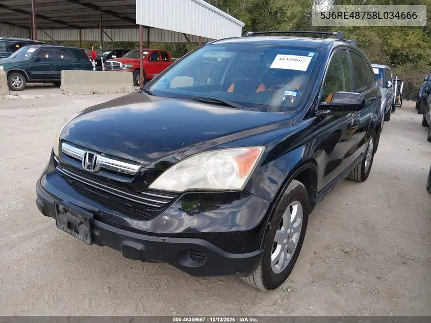 2008 HONDA CR-V VIN 5J6RE48758L034666 — фото 2
