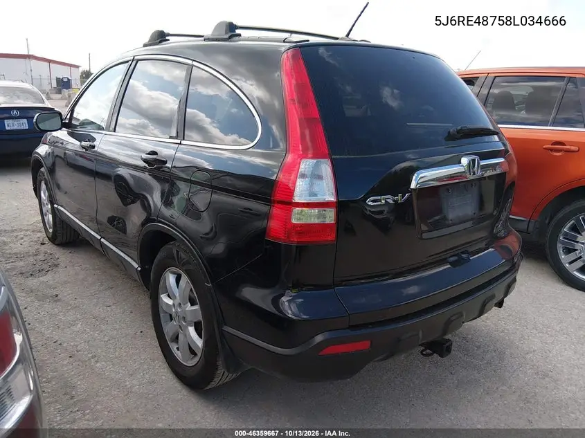2008 HONDA CR-V VIN 5J6RE48758L034666 — фото 3