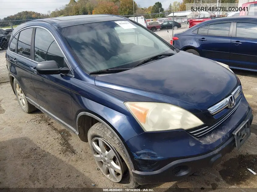 HONDA CR-V 2008, VIN 5J6RE48578L020041