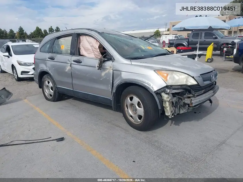 HONDA CR-V 2008, VIN JHLRE38388C019451
