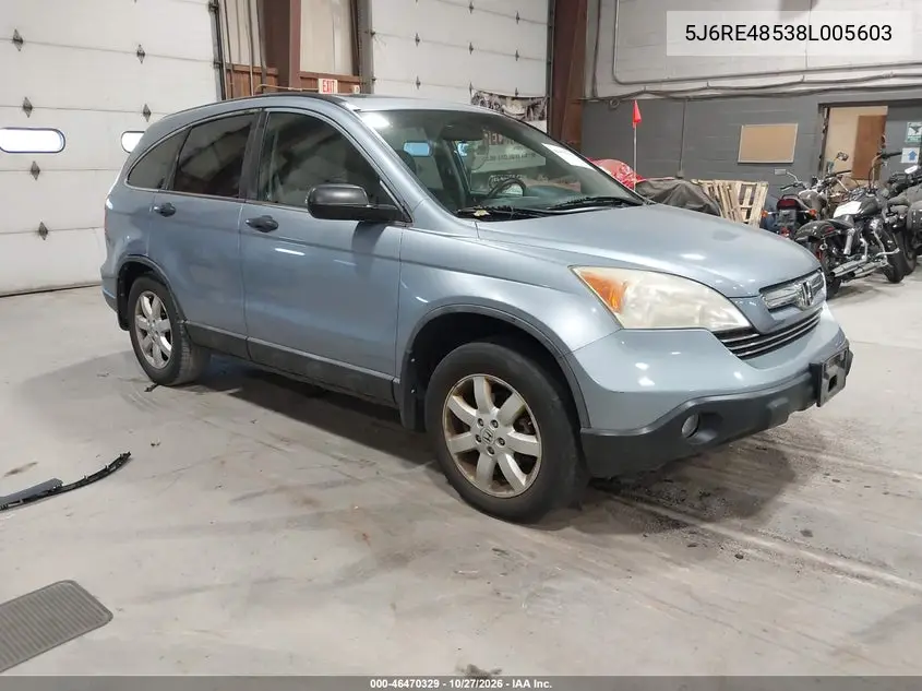HONDA CR-V 2008, VIN 5J6RE48538L005603