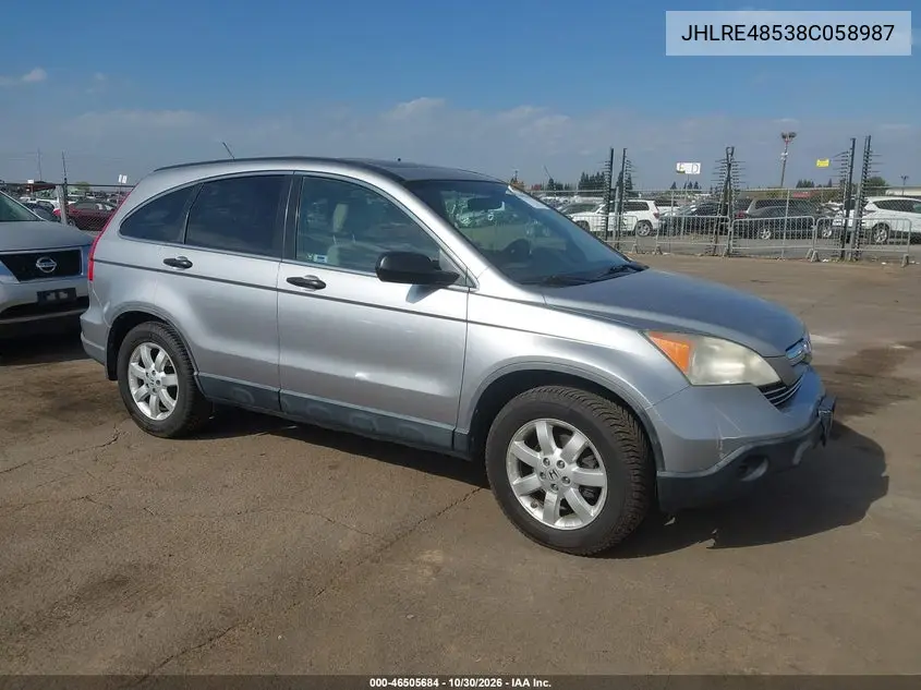 HONDA CR-V 2008, VIN JHLRE48538C058987