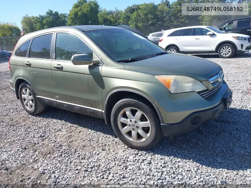 HONDA CR-V 2009, VIN 5J6RE48749L058152