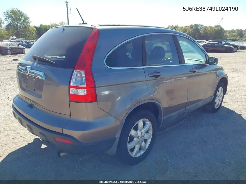 2009 HONDA CR-V VIN 5J6RE38749L024190 — фото 4