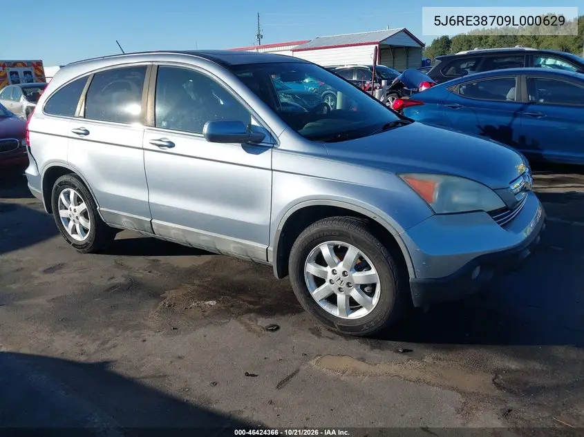 HONDA CR-V 2009, VIN 5J6RE38709L000629