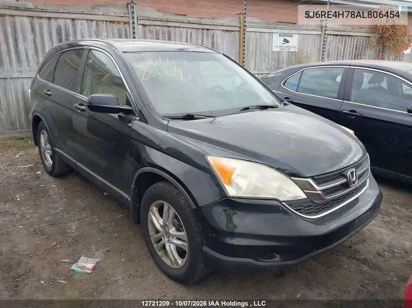 HONDA CR-V 2010, VIN 5J6RE4H78AL806454