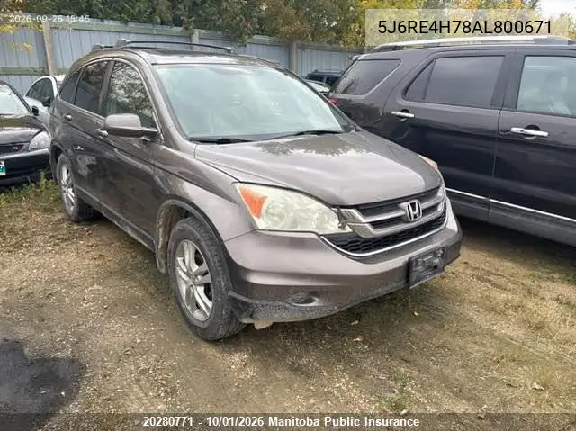 HONDA CR-V 2010, VIN 5J6RE4H78AL800671
