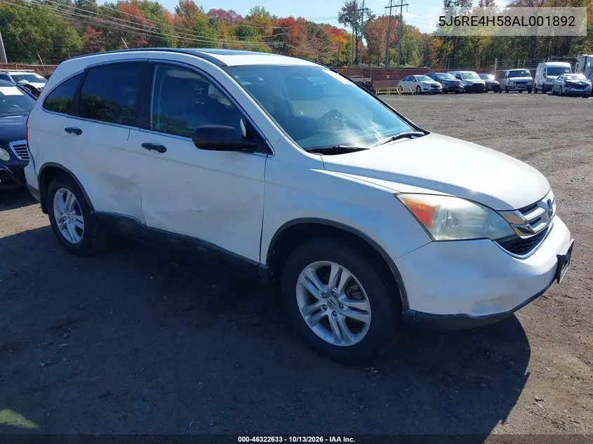 HONDA CR-V 2010, VIN 5J6RE4H58AL001892