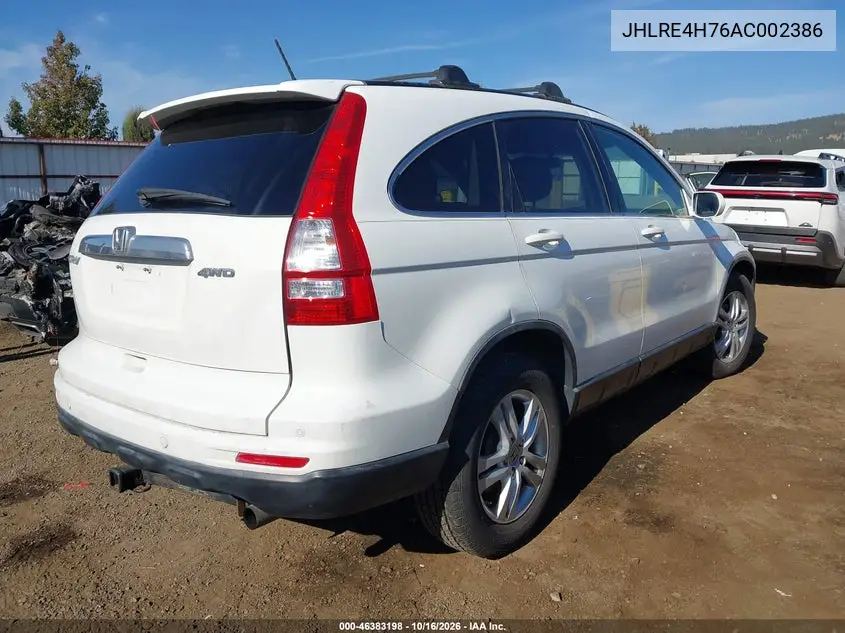 2010 HONDA CR-V VIN JHLRE4H76AC002386 — фото 4