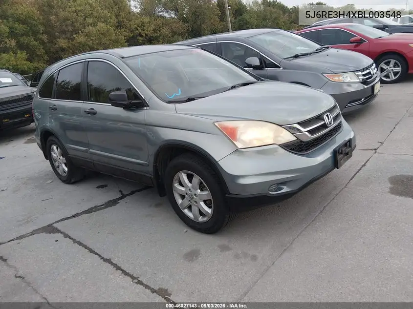 HONDA CR-V 2011, VIN 5J6RE3H4XBL003548