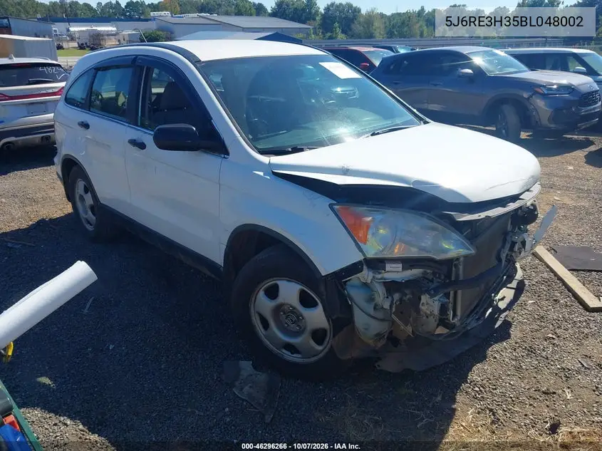 HONDA CR-V 2011, VIN 5J6RE3H35BL048002