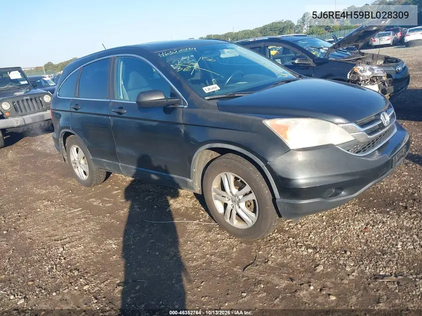 HONDA CR-V 2011, VIN 5J6RE4H59BL028309