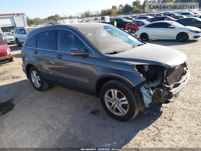 HONDA CR-V 2011, VIN 5J6RE4H75BL027191